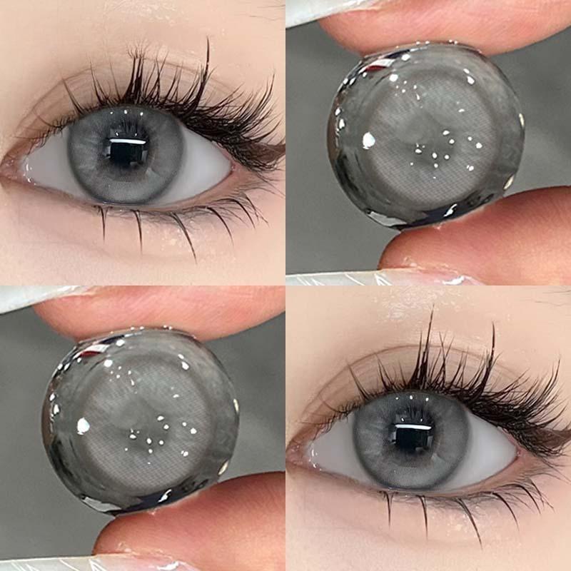 Farbige Kontaktlinsen mit Abstufung 0,00–8,00 MillCreek 2 Stück Jahresgebrauch 14,2 mm grün-blau-graue Linse weiche, natürliche, bequeme Kontaktlinsen -1.25 grau