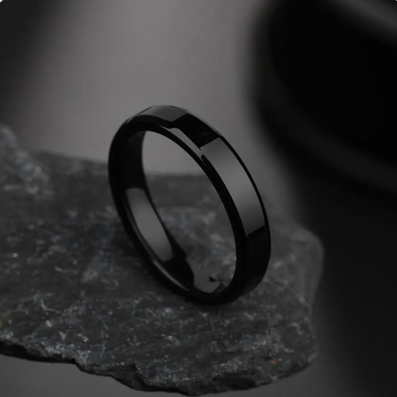 4mm einfache glatte Damenringe schwarz Edelstahl Herrenringe Geburtstagsgeschenke 8 schwarz