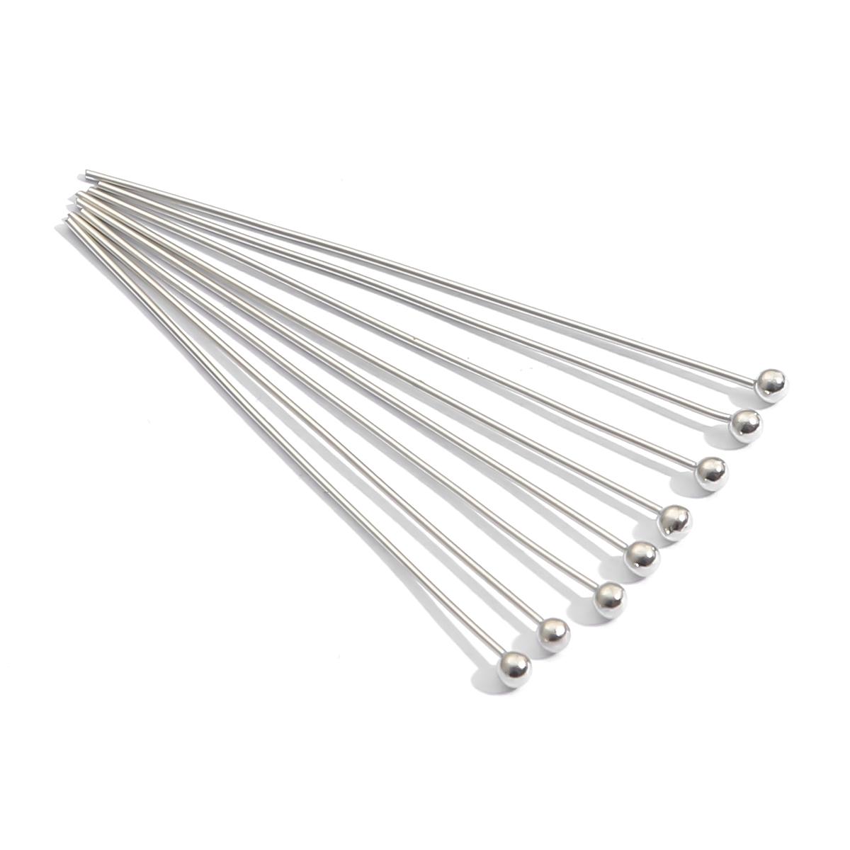 200 Stück/Beutel Kopfstift Kugel Nadeln Zubehör für Schmuckherstellung DIY Zubehör Halskette Armband Ohrring 0.5x25mm römische silber