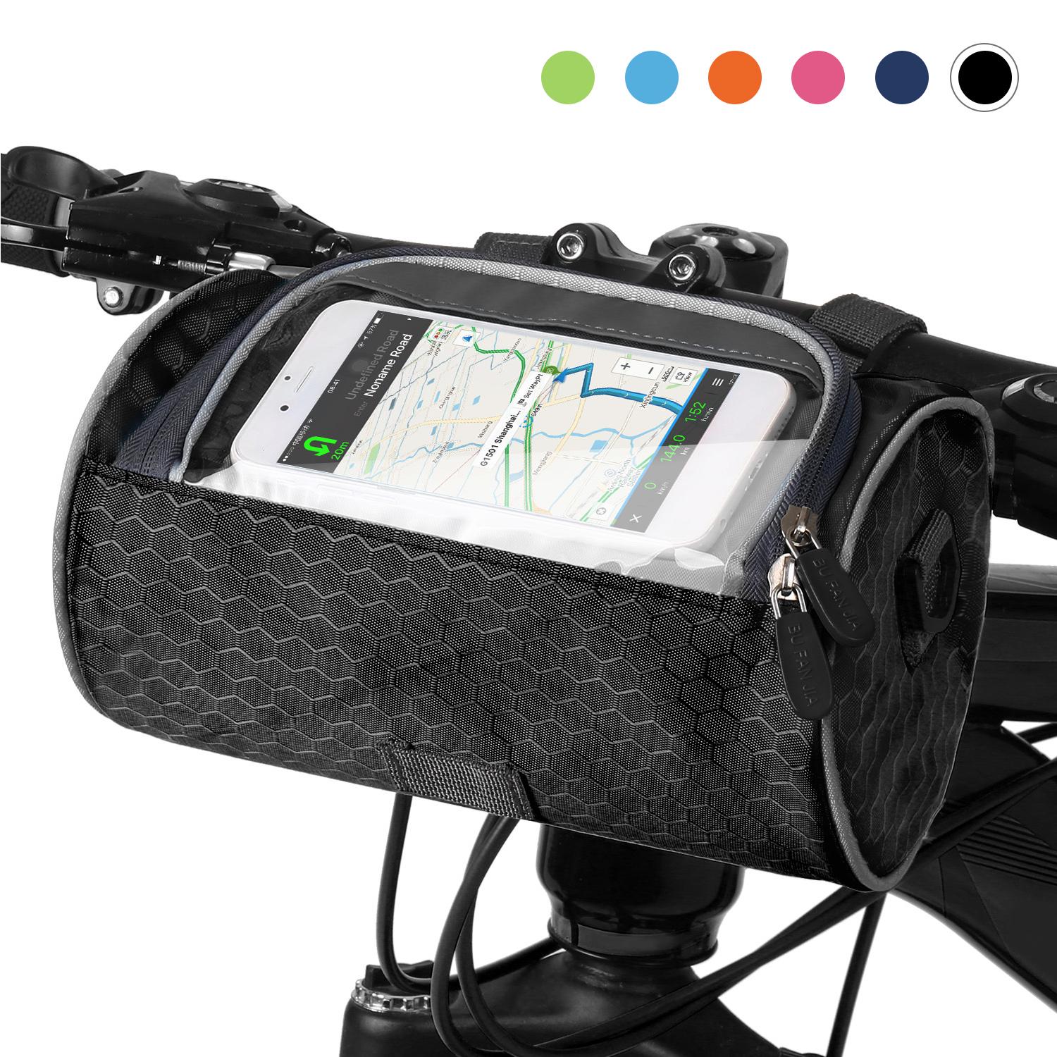 Wasserdichte Fahrrad-Lenkertasche, Fahrrad-Fronttasche, Touchscreen-Handyhalter, Tasche, Umhängetasche, MTB schwarz