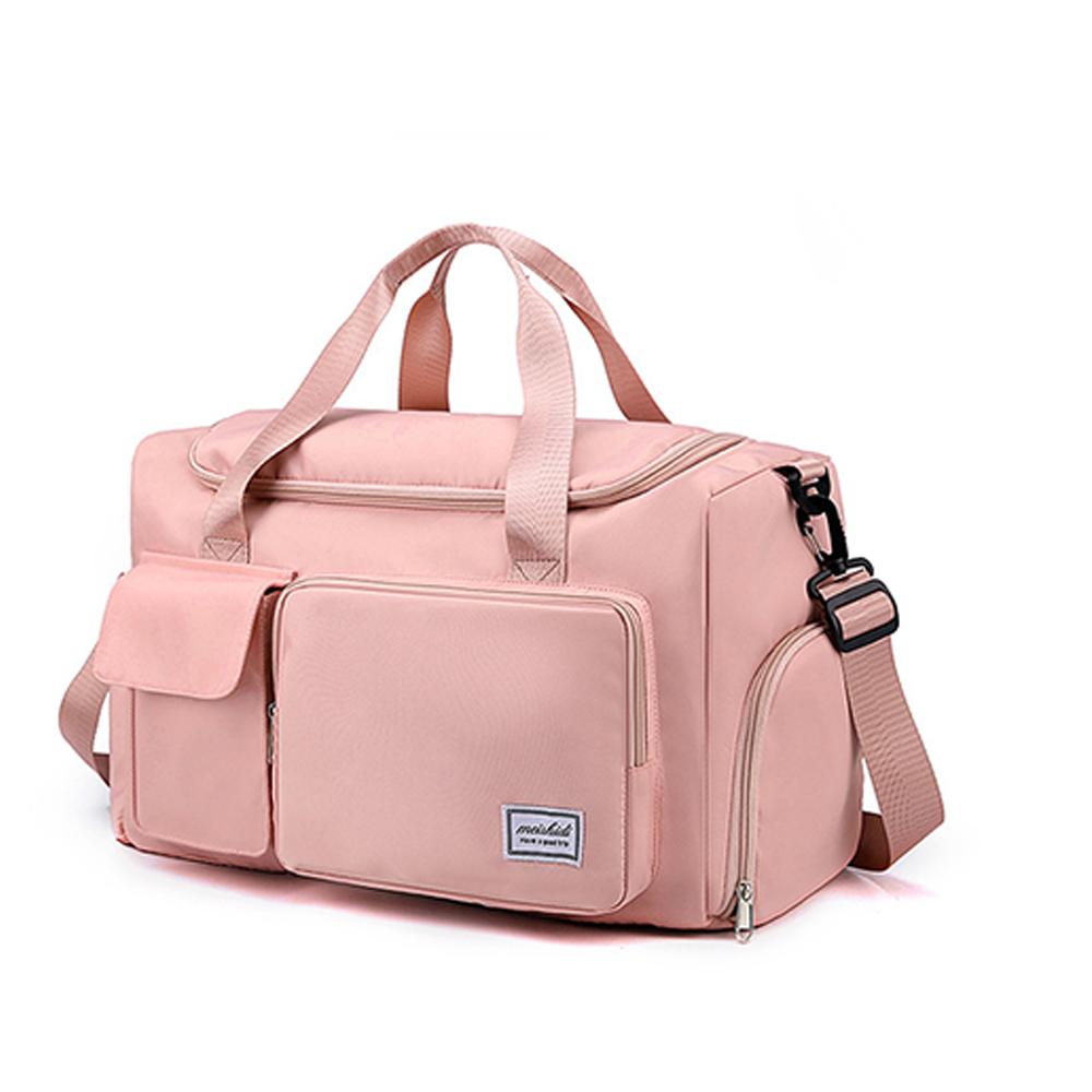 Sport-Turnbeutel, Seesack mit Schuhfach, Weekender-Reisetasche für Damen rosa