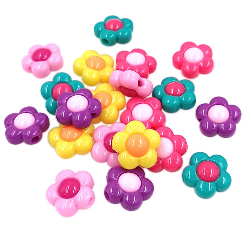 10 Stück einfarbige Acryl-Blumen-lose Perlen, kreative Anhänger, Modeschmuck, Zubehör für die Herstellung von Armbändern und Halsketten bunt