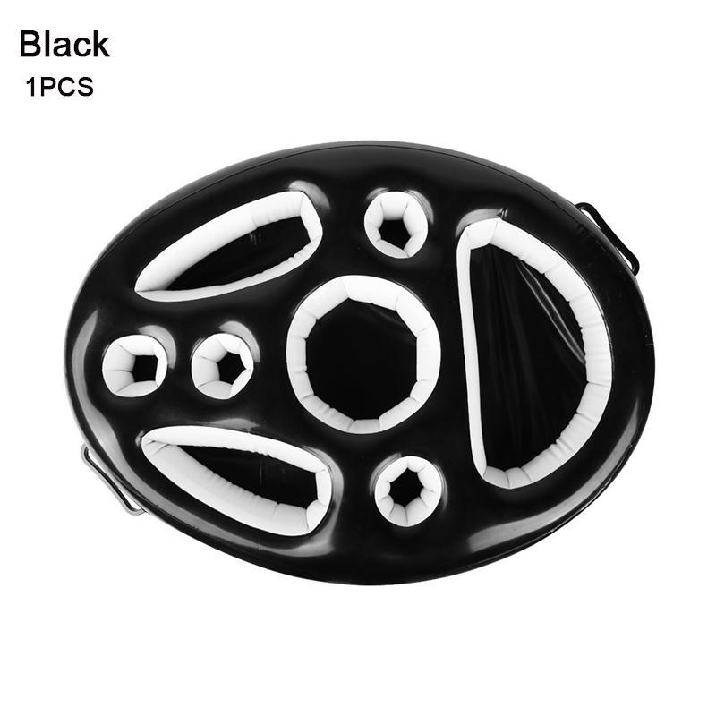 1Pcs Aufblasbare PVC Wasser Eis Bar Tablett 8 Löcher Aufblasbare Pool Bar 2 In 1 Getränke Snack Halter für Villa Pool Party Wasser schwarz