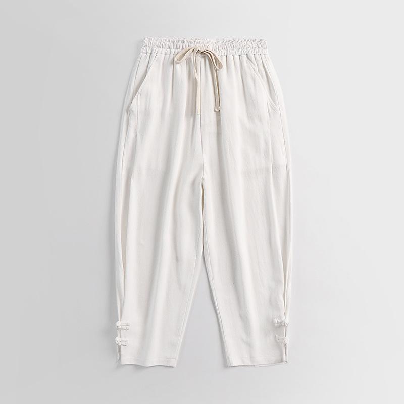 Hosen Große Größe Sommer Männer Baumwolle Hohe Große Größen Breite Bein Leinen Hose Übergroße Jogger Hosen Männlich Plus größe Lose Hosen Männer 9XL weiß