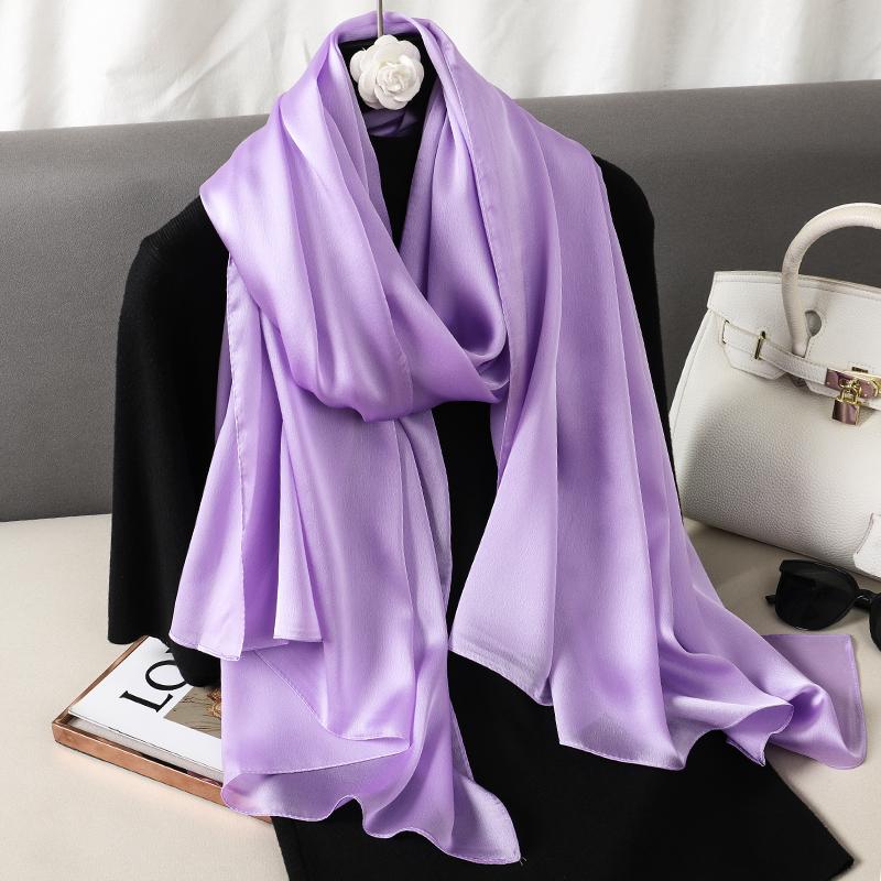 Luxus Gradienten Seide Schal Frauen Marke Solide Femme Schals Wraps Bandana Kopf Foulard Mode Dame Hijab Hochzeit Poncho 90x180cm
