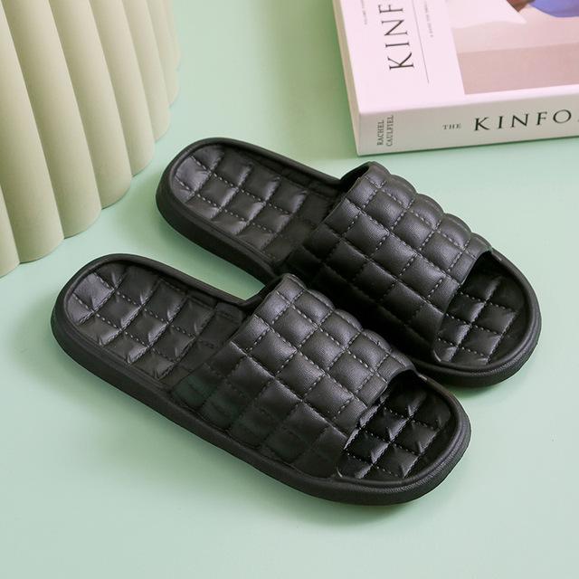 Damen Indoor Hausschuhe Sommer Weich Bequem Rutschfest Flip Flops Badeschuhe Paar Familie Flache Schuhe Hotel Sandalen 37 schwarz