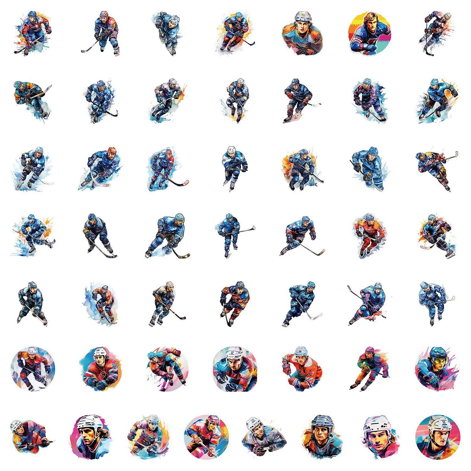 50 wasserdichte Eishockey-Graffiti-Aufkleber für Helme, Gepäck, Kühlschränke und Skateboards