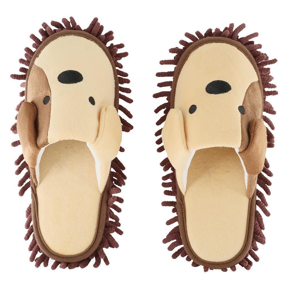 Weiche Wischmopp-Hausschuhe Wiederverwendbare Bodenpolier-Schuh-Hausschuhe Niedliche Bodenreinigungs-Hausschuhe Staub Schmutz 42-44 kaffeebraun