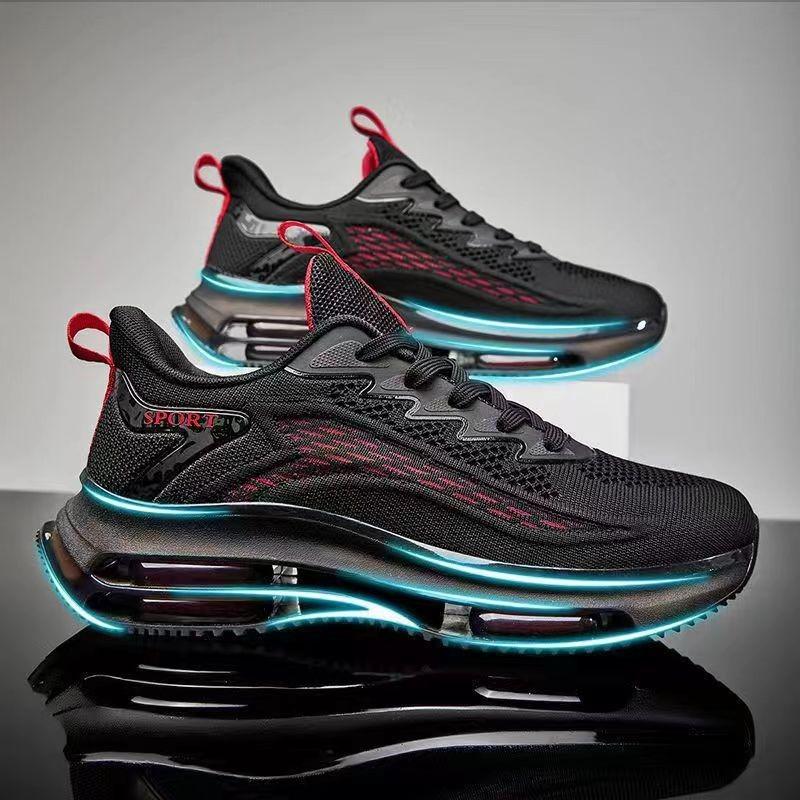 Freizeitschuhe Herren Mesh Atmungsaktive Fly Woven Herrenschuhe Sport Fly Woven Blade Air Cushion Outdoor Running Herrenschuhe 44 rot
