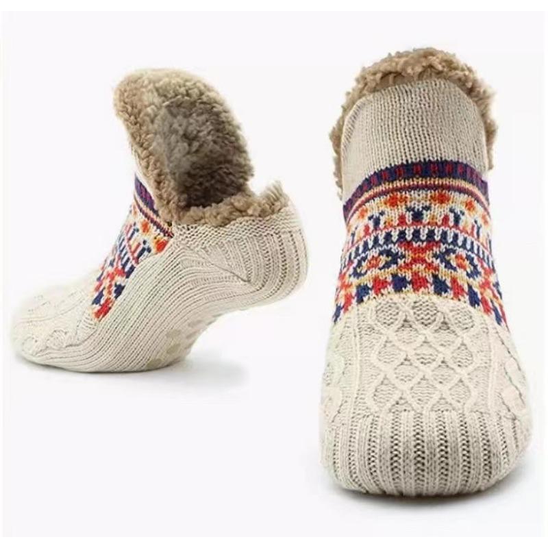Neue Winter Bodensocken Hause Warme Frauen Männer Socken Schnee Socken Schlaf Teppich Socken Hausschuhe Socken Männer Rutschfeste Yoga Socken 40-42 beige