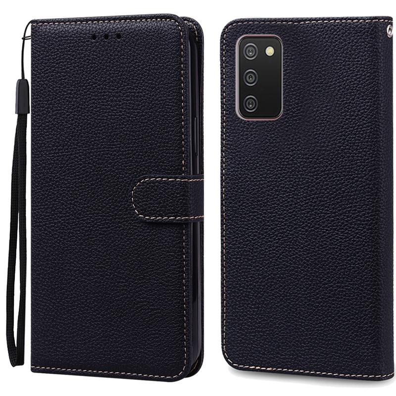 A02S Hülle Für Samsung Galaxy A02s Hülle Leder Brieftasche Flip Hülle Für Coque Samsung Galaxy A02S A 02s A025F Hülle Weiche Fundas Etui For Samsung A02S schwarz