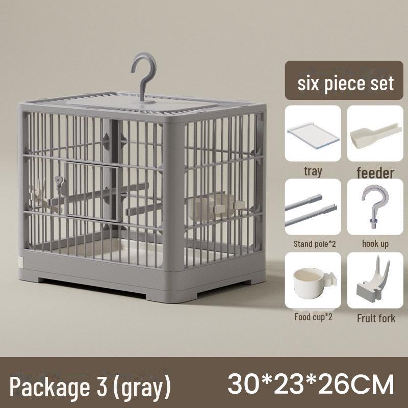Tragbarer großer Papageien-Villa-Käfig: Geräumiger, atmungsaktiver Vogelkäfig zum Spazierengehen und Beobachten im Freien Includes Luxurious Six-Piece Set
