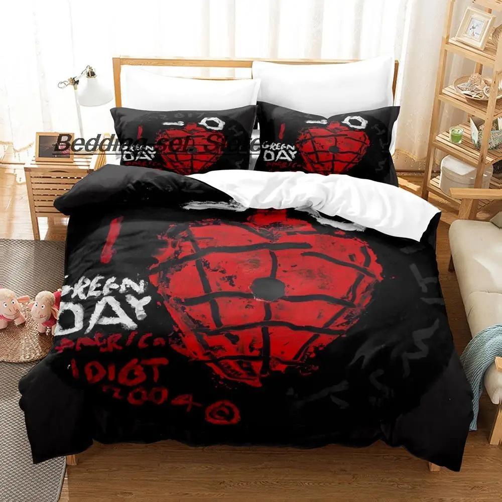 Green Day American Idiot Bettwäsche Kollektion Einzelbett Twin Bett Vollbett Queen Size Bett King Size Bett Kollektion Schlafzimmer für Erwachsene Kinder Bettbezug Kollektionen Mit Bettwäsche 228X228cm-3pcs