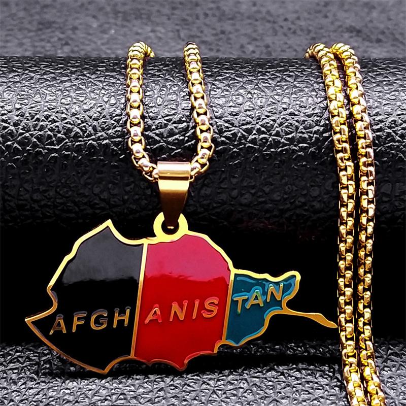 Kurdistan Region Karte Halskette für Frauen Männer Ketten Edelstahl Kurdische Flagge Karte Anhänger Halskette Schmuck Halsband N6212S01