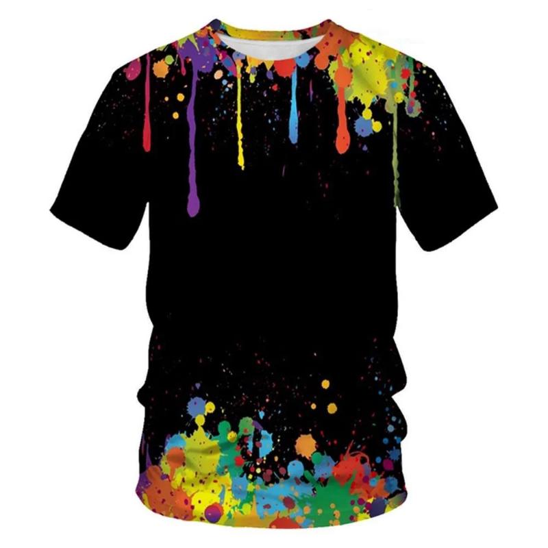 Sommer Batik T-Shirts Graffiti Farbe 3D Druck Kinderkleidung Kurzarm Mädchenkleidung Harajuku Kinder T-Shirt Jungen Oberteile 160 yellow