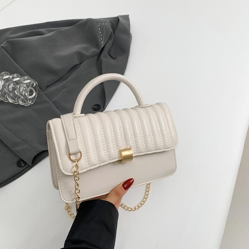 Temperament Tasche Damen Tasche Neuer Koreanischer Stil Gestreifte Kleine Quadratische Tasche Modische Kette Einzelne Schulter Einfache Umhängetasche Kleine Quadratische Tasche