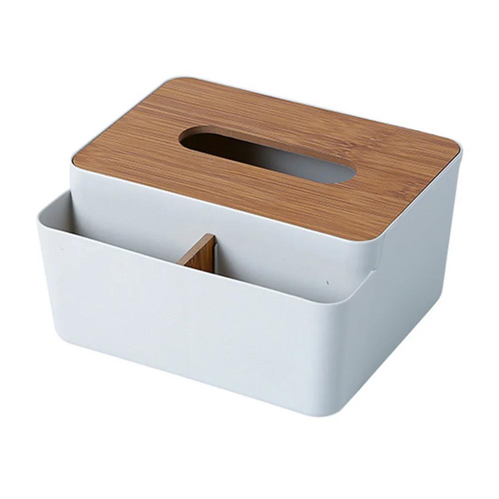 1pc Desktop Tissue Box mit Holz Abdeckung Taschentuch Fall Papier Lagerung Boxen Multifunktions Haushalt Küche Desktop Organizer brown