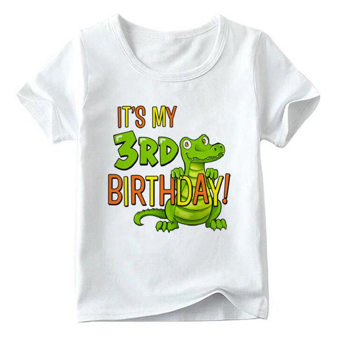 Sommer Neuestes T-Shirt Mode Mädchen T-Shirts Kawaii Jungen T-Shirt „Es ist mein 8. Geburtstag mit süßem grünen Alligator Niedlicher Aufdruck Schönes Rundhals-Kinder-T-Shirt 150.0