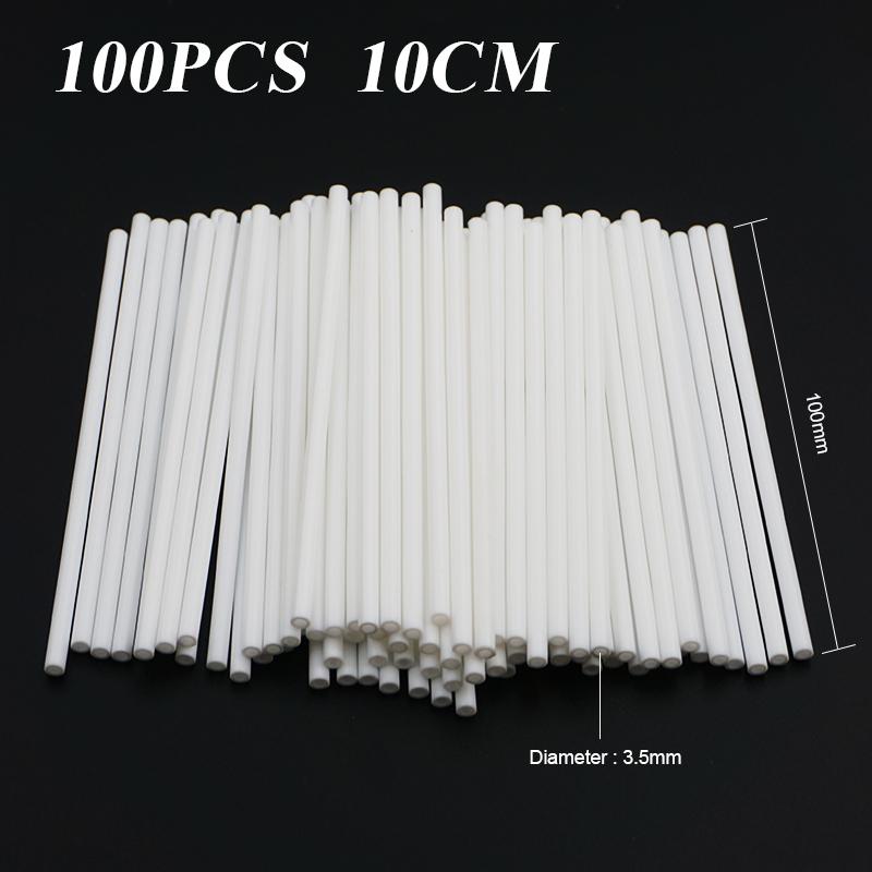 100 Stück Kunststoff-Lutscherstäbchen, sicher, weiß, DIY-Backzubehör, Form für Kuchen, Schokolade, Zucker, Süßigkeiten, Lollypop-Backwerkzeuge weiß