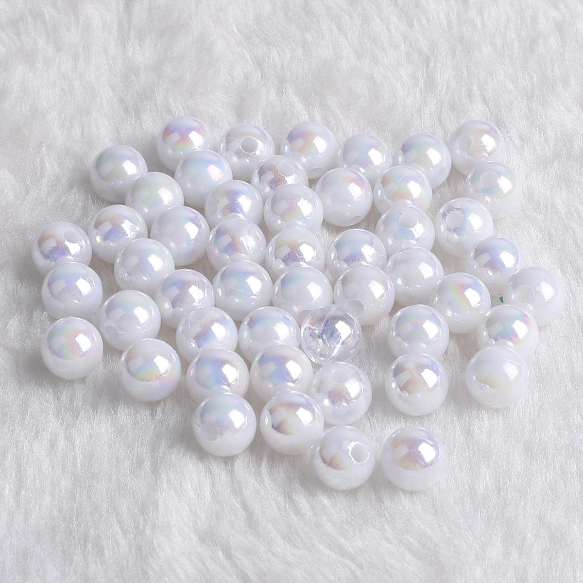 DIY Modeschmuck Zubehör 6MM-12MM Acrylperlen Runde Form 23 Farben Armband Abteilung Spac 8mm 50pcs weiß