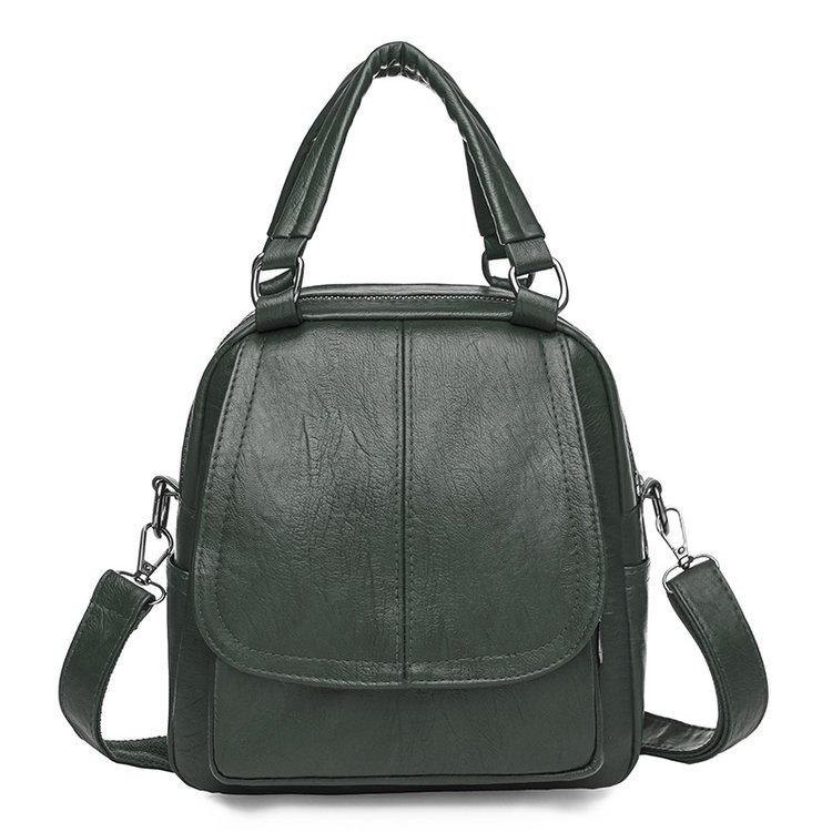 Große Kapazität 2 Schicht Frauen Rucksack Mode Rucksack Damen Weiche PU Leder Packs Hochwertige Multifunktions Rucksack Designer 22cm11cm22cm grün
