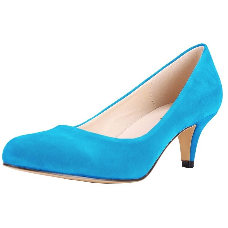 LOSLANDIFEN Damen Pumps Sexy High Heels Schuhe Flock Spitzschuh Rot Hochzeit Pumps Frau Casual Slip-on Abendschuhe 35 hellblaue