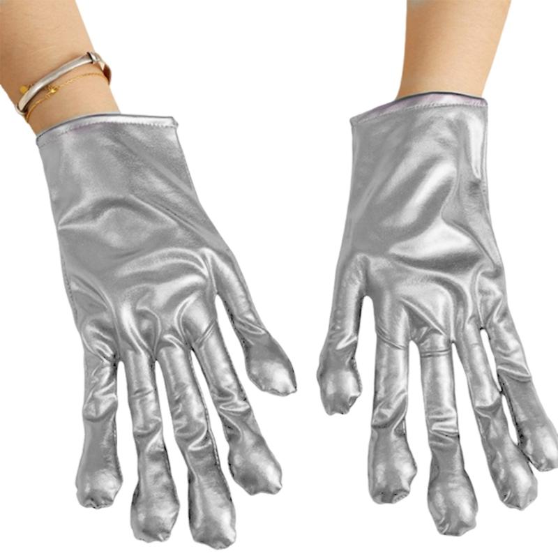 Fingerhandschuhe Alien für Maskeraden Alien Cosplay Handschuhe Erwachsener Geburtstagsparty Armbedeckung Halloween Armhandschuhe 1 weiß