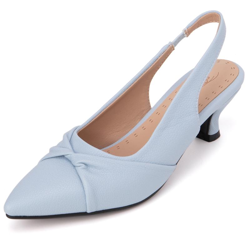 Mode Sommerschuhe für Frauen Sandalen Punkt Zehe Kurzen Absätzen Slingpumps Schwarz Weiß Hochzeit Party Tanzschuhe Damen Große Größe 50 52 35 himmelblaue