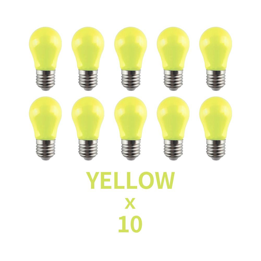 10 Stück Farbe E27 LED-Birne 220V 2W A45 Lampe Rot Blau Weiß Gelb Rosa PC Outdoor Camping Dekoration Festival Bunte Birne Lampe gelb