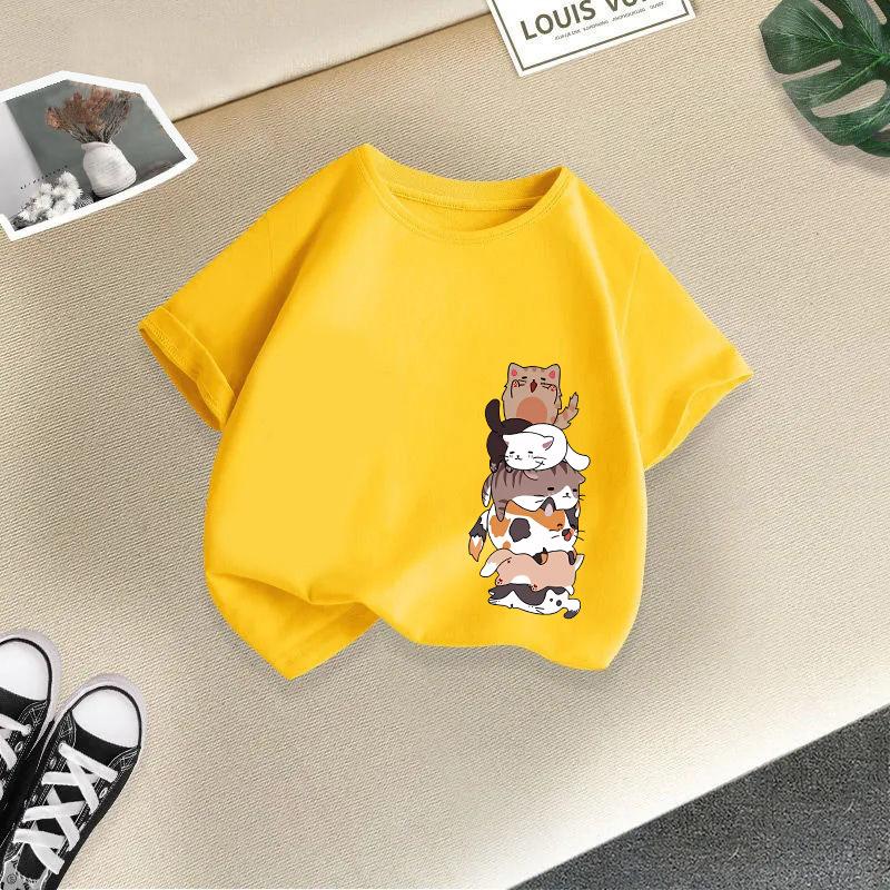 Sommer Neues Süßes Tier Mode Aufdruck Kinder T-Shirt Kurzarm Mode Reine Baumwolle Kinderkleidung 120