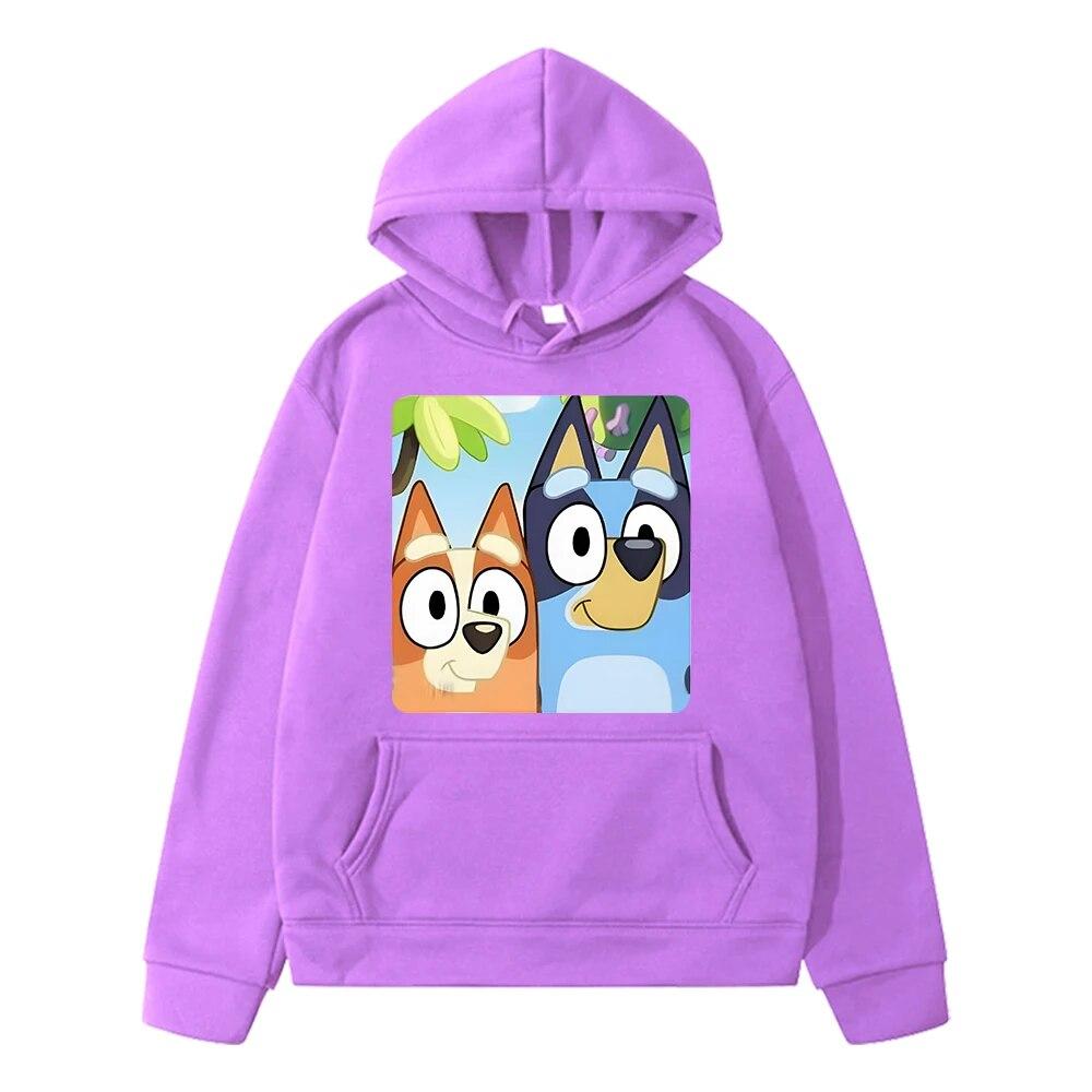Blueys Anime Hoodie Sweatshirt Fleece Pullover Herbstjacke Blueys Dog Britische Cartoons Hoodies y2k Sudadera Kinderkleidung Mädchen 130 violett