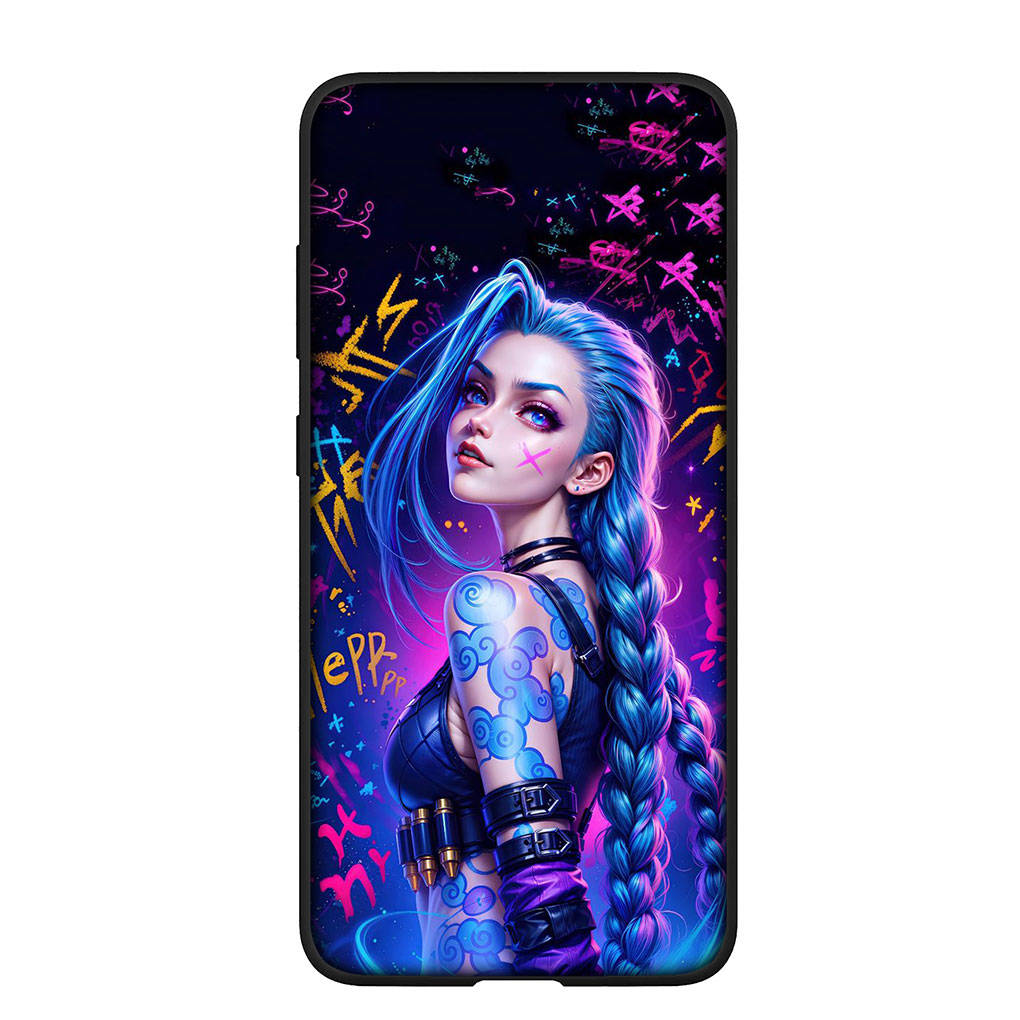 für iPhone 16 15 Xiaomi Redmi Note 13 12 11 Pro Max X 9 14 Plus XR Samsung Galaxy A15 S24 S23 Huawei OPPO Cover Jayce Anime Arcanes Jinx Vi Handyhülle for Samsung Galaxy Note 10 Plus himmelblau
