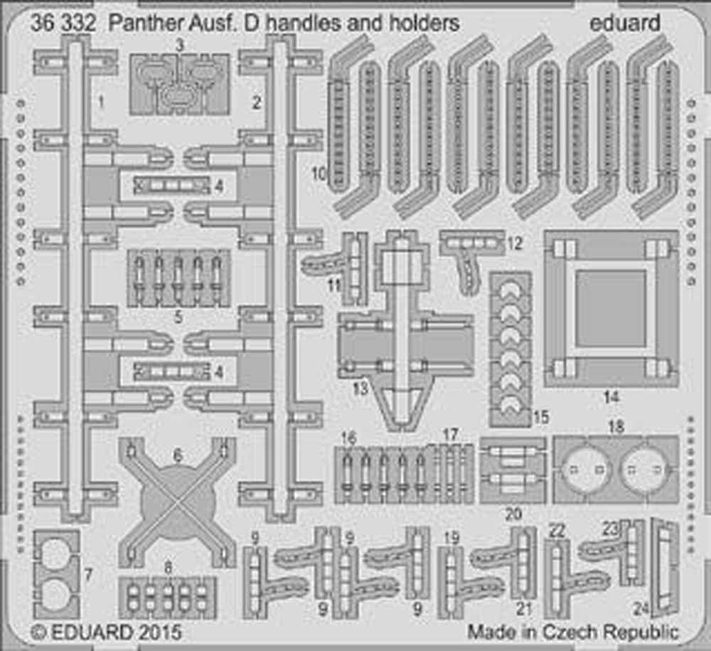 Eduard 1/35 Deutscher mittlerer Panzer Panther D Griff & Halter (für Tamiya) Plastikmodellteile EDU36332 (Panzer)