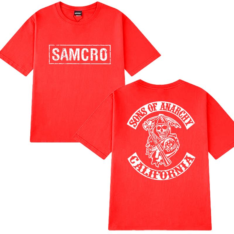 2025 Hip Hop Vintage T-Shirt Herren Damen Sons of Anarchy SAMCRO Beidseitiger Druck Kurzarm T-Shirts Unisex 100% Baumwolle Oberteile M