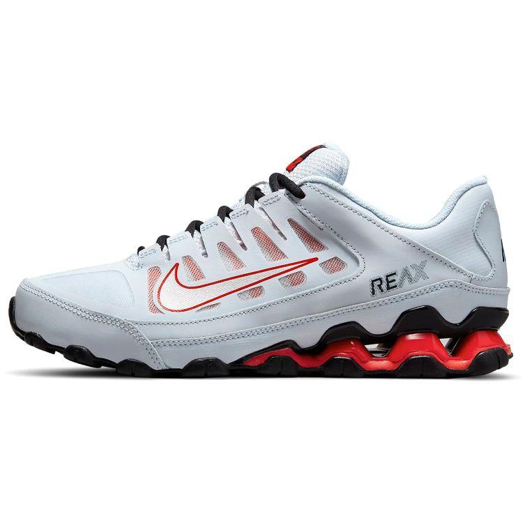 Nike Reax 8 TR Mesh Pure Platinum Chile Red Herren Sneaker Weiß Schwarz Metallic-Silber 621716-027 42
