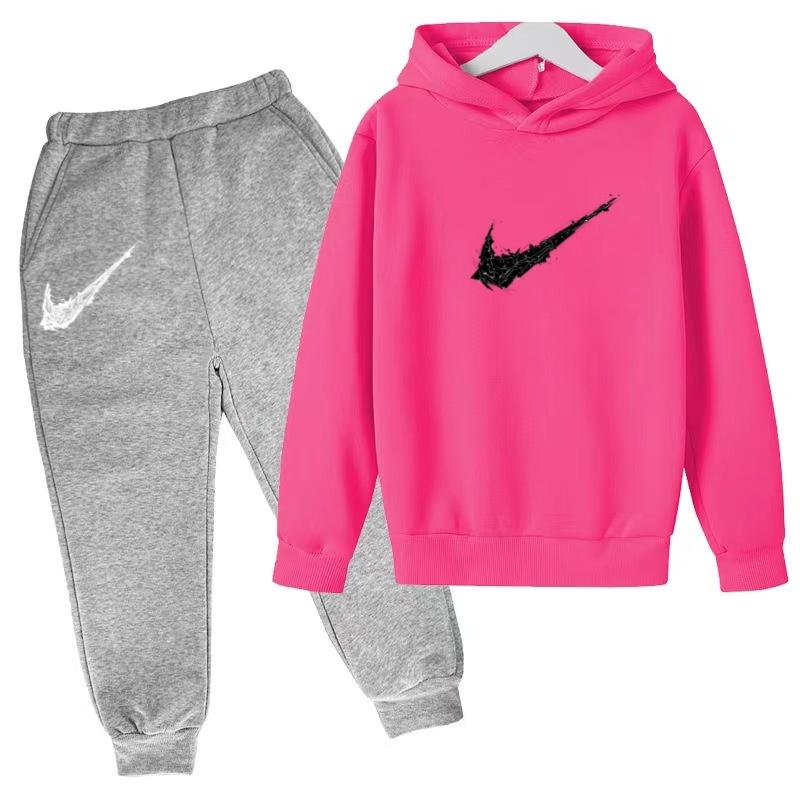 Kinder Herbst Winter Hoodie Junge Mädchen 3-13 Jahre Buchstabendruck Kleidung Lässiges Oberteil+Hose 2-teilig Kindergeschenk Marke Sportmantel Jogginganzug 140 rot