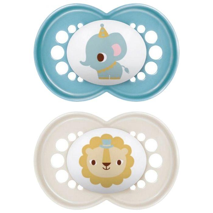 Schnuller-MAM Schnuller Original Tiere - 18+ Monate - Silikon - X2 (Modell : Elefant und Löwe)