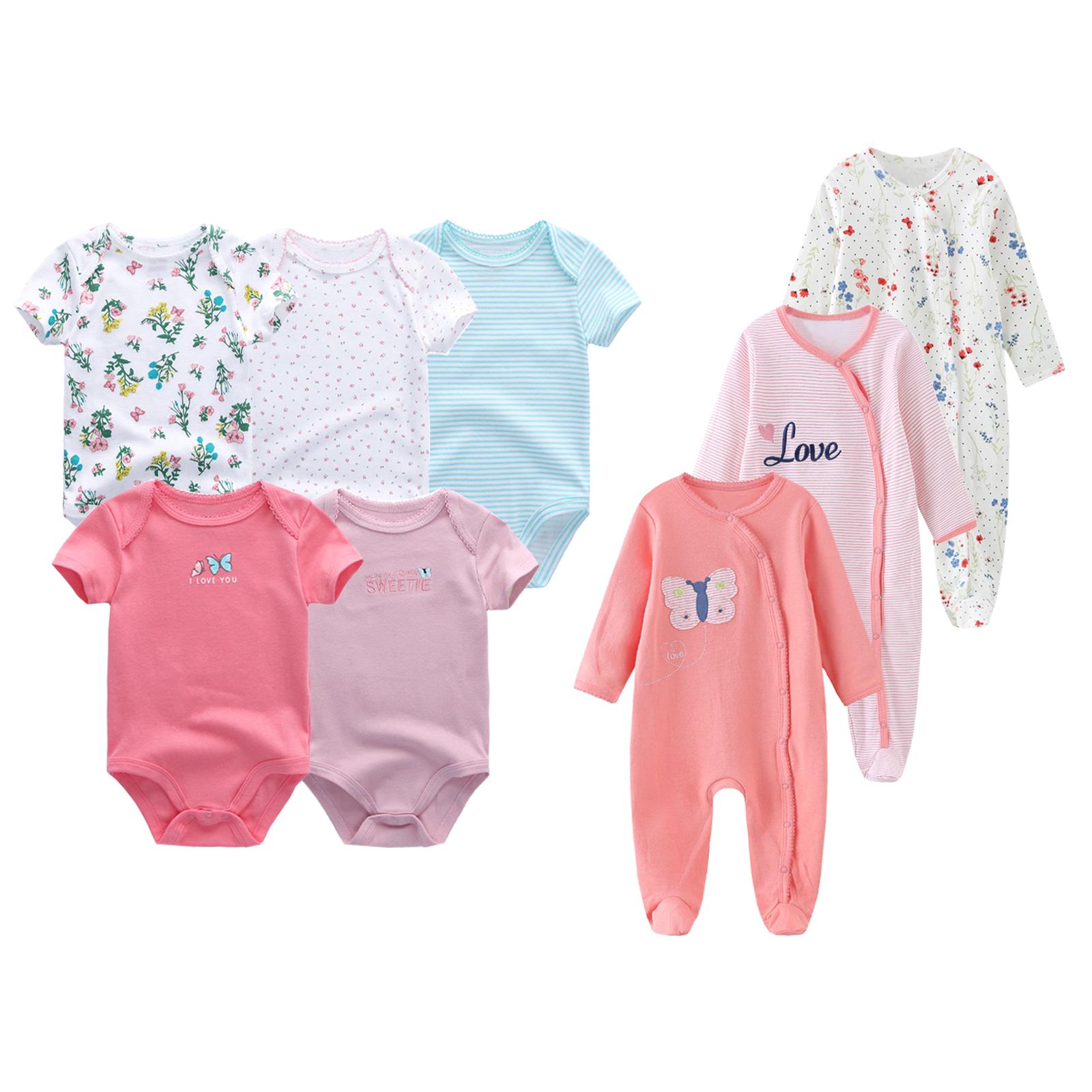 Cartoon Neugeborenen Kleidung 5 Pcs Kurzarm Baby Bodys Und 3 Pcs Baby Strampler Weiche Baby Kleidung 6-9Months