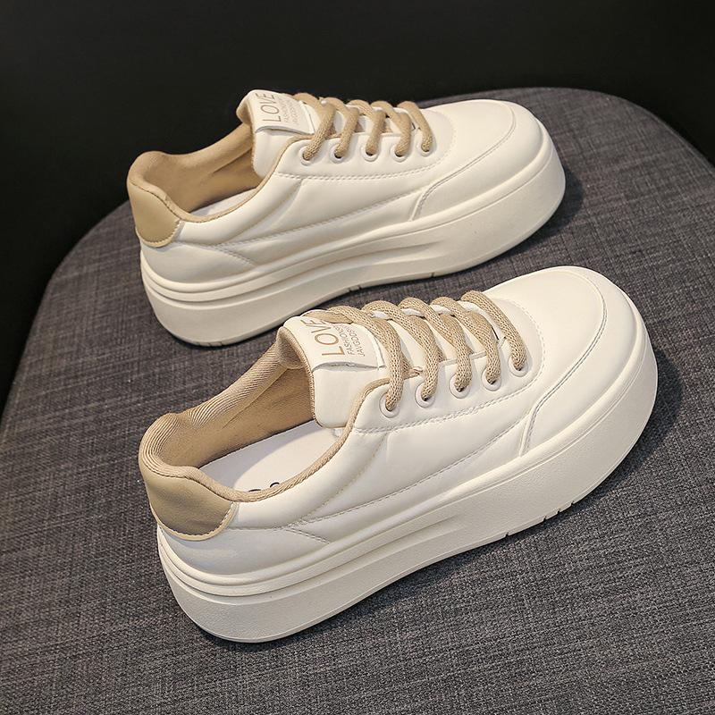 Echtes Leder Plattform Weiße Schuhe frauen Schuhe Frühjahr Neue Höhe Zunehmende Board Schuhe Vielseitige Casual Schuhe frauen Sneaker 40