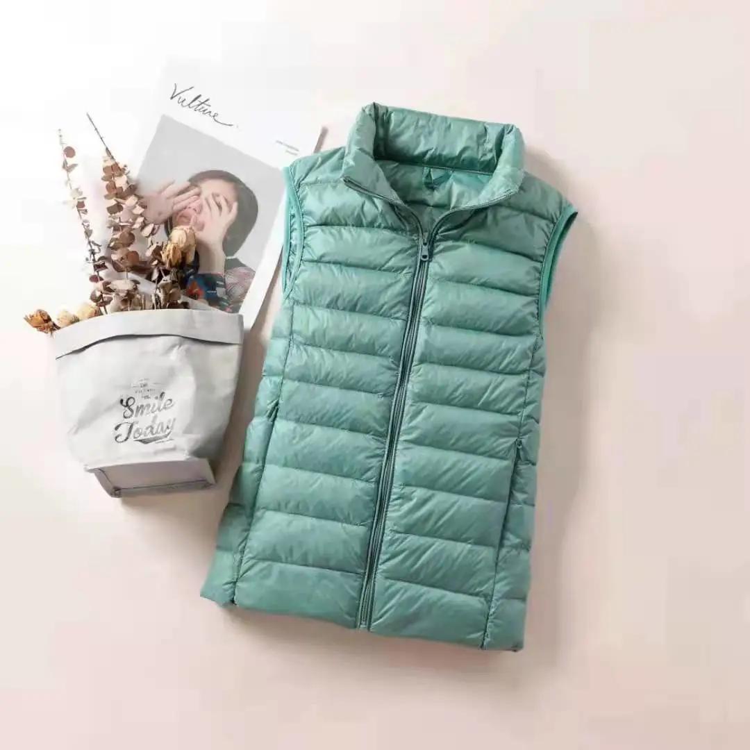 Damen Frühling Herbst Modische Oberbekleidung Warme Westen Leichte Daunenweste Damen Weste Tragbare Warme Ärmellose Unterbekleidung Casual Westen L grün