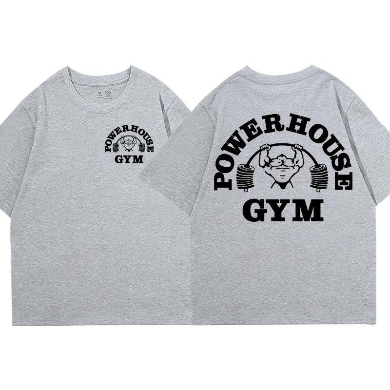 Heißer Verkauf Powerhouse Gym Print T Shirt Männer Frauen Casual Mode Übergroßen T-shirt Hohe Qualität Reine Baumwolle Kurzarm T-shirts M