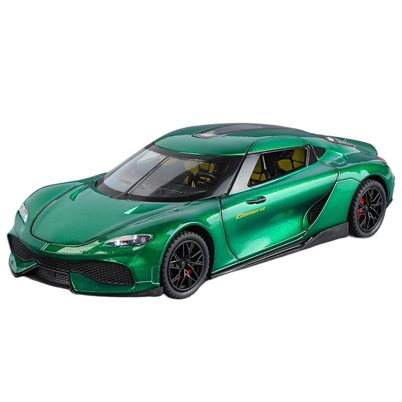 1/24 Koenigsegg Gemera GT Supersportwagen Legierung Diecast Modellauto Sound und Licht Zuhause Trendige Ornamente Exquisite Simulation Dekorative Geschenke Junge grün