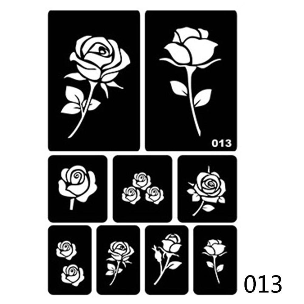 40 kleine Airbrush-Tattoo-Schablonen für Frauen und Kinder, Zeichnungsvorlage, Henna-Tattoo-Schablone zum Malen von Glitzer-Tattoos 13#