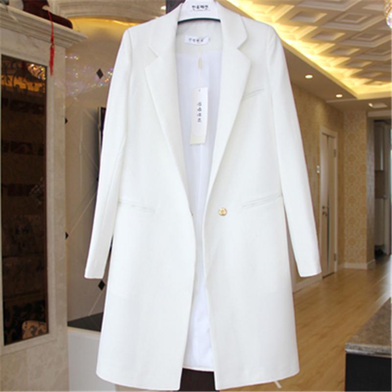 Frühling Herbst Blazer Frauen Kleine Anzug Langarm Jacke Casual Tops Weibliche Dünne Wilde Blazer Windjacke Mantel XS weiß