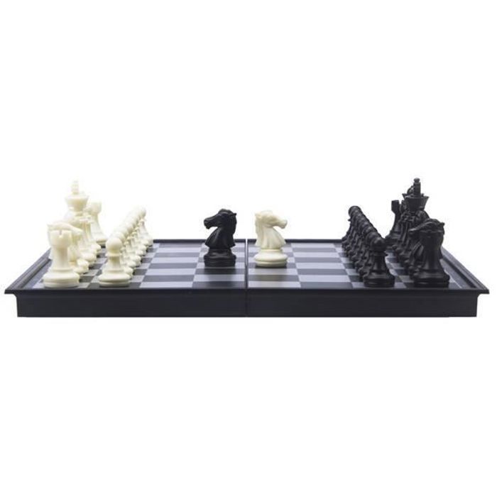 Reisespiel - Engelhart - Backgammon/Schach - 24 cm - Schwarz/Weiß - Magnetisch weiß