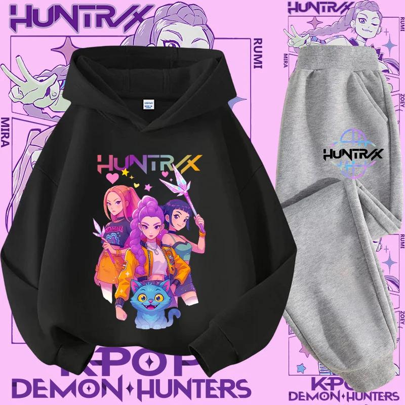 Streetwear Outfit Kinder Hoodie K-Pop Demon Hunter Pullover Sweatshirt Anime Trainingsanzug Cartoon Mädchen Jungen Kinderkleidung 140
