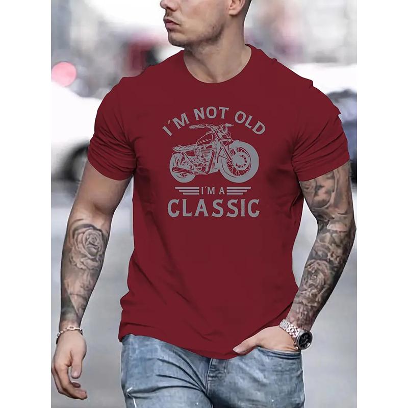 Neues Sommer-T-Shirt für Herrenmode mit Persönlichkeit und Motorrad-Aufdruck für Herren 2XL rot