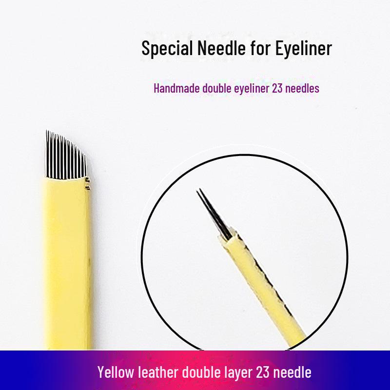 23-Nadel Doppelschicht Eyeliner Tattoo Nadeln: Echte Semi-Permanente Augenbrauen-Tattoo-Werkzeuge Narrow 23-Needle Yellow Eyeliner