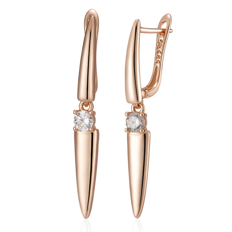 Kienl Einfacher Rosegoldfarbener Langer Hängeohrring Für Damen Luxuriöser Glänzender Natürlicher Zirkon Schmuck Hochwertiger Täglicher Schmuck beige