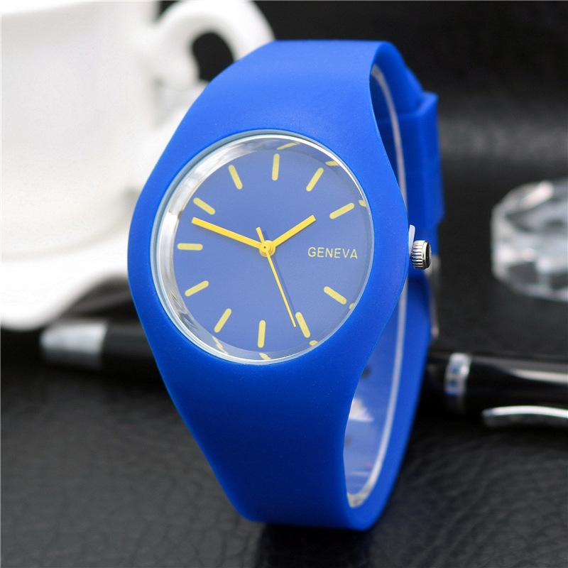 Silikon Uhr Mode Jelly Candy Genf Herrenuhr Damenuhr Quarz Ultra-dünne Uhr blau